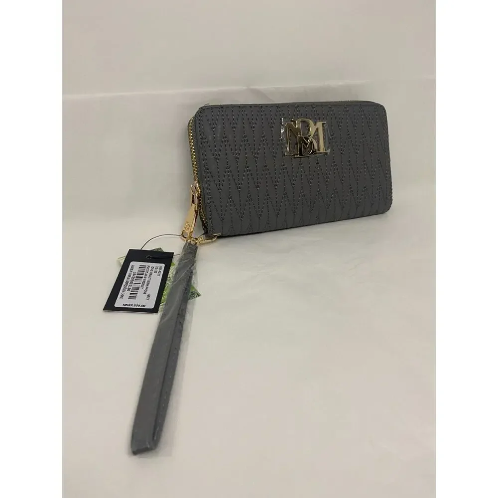NWT Badgley Mischka Women's Grey Long Wallet With Phone Pocket & Wrist Leg - Picture 3 of 5